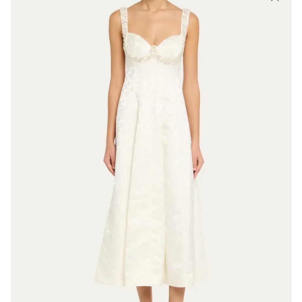 Jonathan Simkhai Ivory Lace-Trim Midi Dress